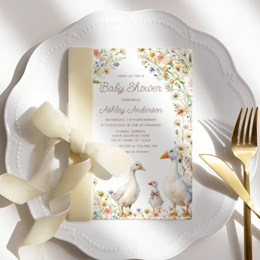 Rustic Goose Family Baby shower Kaart