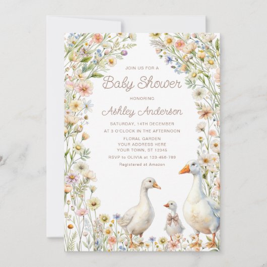 Rustic Goose Family Baby shower Kaart (Voorkant)