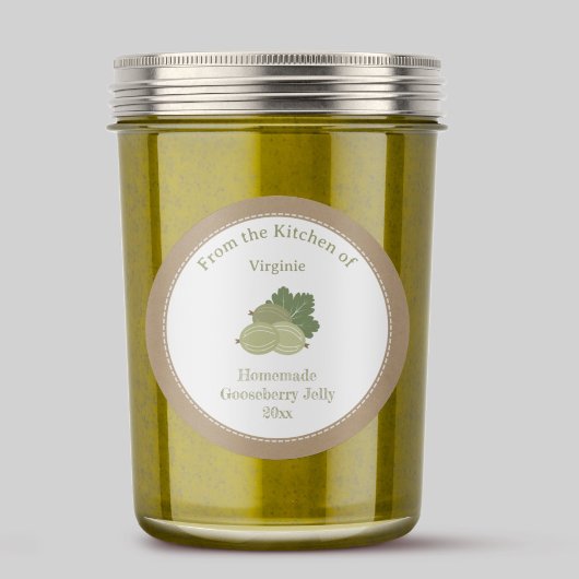 Rustic Gooseberry Jelly Label Sticker