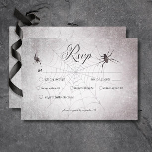 Rustic Gothic Black & Burgundy Halloween Dinner RSVP Kaartje