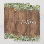 Rustic Goud Eucalyptus & Witte Bloem Tafelnummer (Voorkant / Achterkant)