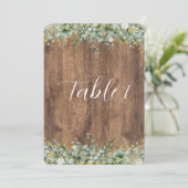 Rustic Goud Eucalyptus & Witte Bloem Tafelnummer (Staand voorkant)
