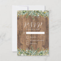 Rustic Goud Eucalyptus & Witte Bloemige Trouw-RSVP