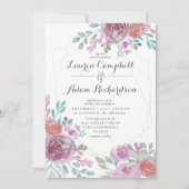 Rustic Goud Geometrisch Bourgondië Bloemmotief Kaart (Voorkant)