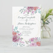 Rustic Goud Geometrisch Bourgondië Bloemmotief Kaart (Staand voorkant)