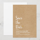 Rustic Goud Hart Script Save the Date Definitie Kaart (Voorkant / Achterkant)