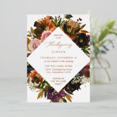Rustic Goud Herfst Bloem Thanksgiving S2 Folie Uitnodiging (Staand Voorkant)