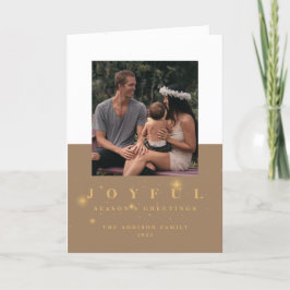 Rustic Goud Joyful 2 Foto Kerstmis Feestdagen Kaart