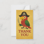 Rustic Goud Nautische Piraat Parkiet Bedankt Notitiekaartje (Voorkant)