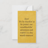 Rustic Goud Nautische Piraat Parkiet Bedankt Notitiekaartje (Achterkant)