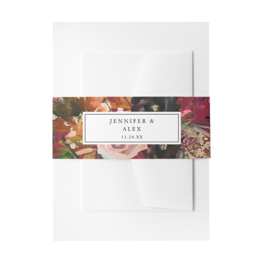 Rustic Goud, Paars & Blush Roze Bloem 2 v2 Bes Uitnodigingen Wikkel (Voorkant Voorbeeld)