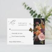 Rustic Goud, Paars & Roze Bloemendecor zonder Maal RSVP Kaartje (Staand voorkant)