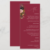 Rustic Goud, Paars & Roze Bloemstuk 4 Bes Hoog Menu (Voorkant / Achterkant)