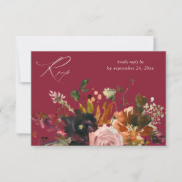 Rustic Goud, Paars & Roze Bloemstuk met Maaltijd V RSVP Kaartje