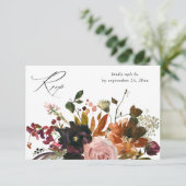 Rustic Goud, Paars & Roze Bloemstuk met Maaltijd V RSVP Kaartje (Staand voorkant)
