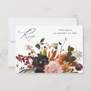 Rustic Goud, Paars & Roze Bloemstuk met Maaltijd V RSVP Kaartje