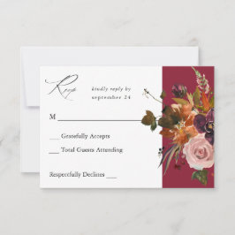 Rustic Goud, Paars & Roze Bloemstuk zonder Maaltij RSVP Kaartje