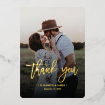 Rustic Goud Script Foto Bedankt Trouw