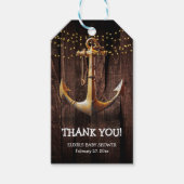 Rustic Gouden Anker Baby Shower Cadeaulabel (Voorkant)