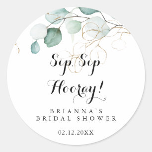 Rustic Gouden Bloemstuk Sip Sip Hooray Bruidsfeest Ronde Sticker