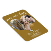 Rustic Gouden Hart Foto Bruiloft Save the Date Magneet (Rechterzijde)