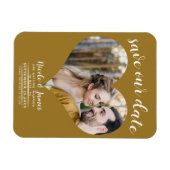 Rustic Gouden Hart Foto Bruiloft Save the Date Magneet (Horizontaal)