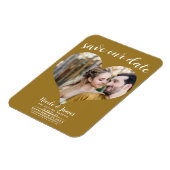 Rustic Gouden Hart Foto Bruiloft Save the Date Magneet (Linkerzijde)
