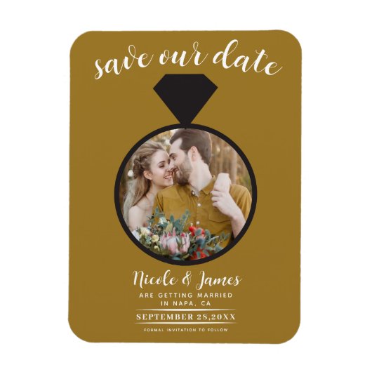 Rustic Gouden Trouwring Foto Save the Date Magneet (Verticaal)