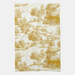 Rustic Gouden Zonnebloem Boerderij Toile Patroon Theedoek