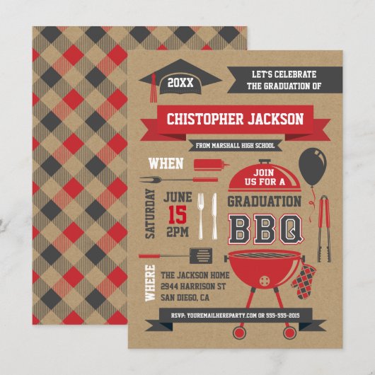 Rustic Gradation BBQ Invitation II Kaart (Voorkant / Achterkant)