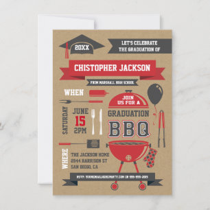 Rustic Gradation BBQ Invitation II Kaart