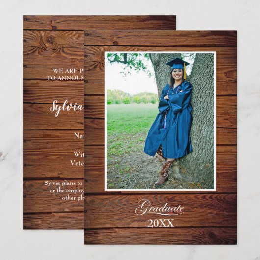 Rustic Graduation Announcement with photo Kaart (Voorkant / Achterkant)