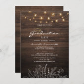 Rustic Graduation Party 2022 String Lights Kaart (Voorkant / Achterkant)