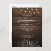Rustic Graduation Party 2022 String Lights Uitnodiging Briefkaart (Voorkant / Achterkant)