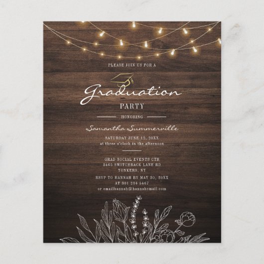 Rustic Graduation Party 2025 Uitnodiging (Voorkant)