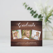 Rustic Graduation Party 3 Foto Budget Invitation (Staand voorkant)