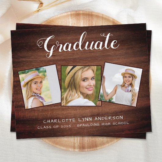 Rustic Graduation Party 3 Foto Budget Invitation