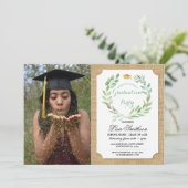 Rustic Graduation Party Burlap Leaf Wreatfoto Kaart (Staand voorkant)