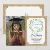 Rustic Graduation Party Burlap Leaf Wreatfoto Kaart (Voorkant / Achterkant)