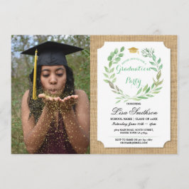 Rustic Graduation Party Burlap Leaf Wreatfoto Kaart