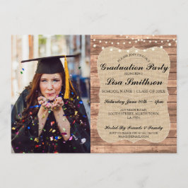 Rustic Graduation Party Burlap Wood Afstuderen Kaart