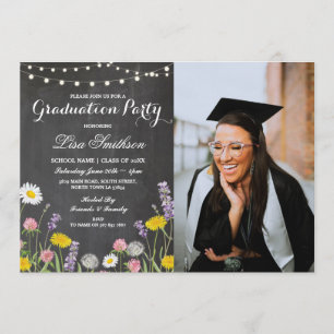 Rustic Graduation Party Chalk Wild Flowers Foto Kaart