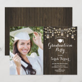 Rustic Graduation Party - Fotouitnodiging Kaart (Voorkant / Achterkant)