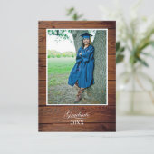 Rustic Graduation Party Invitation string lights Kaart (Staand voorkant)