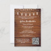 Rustic Graduation Party Invitation string lights Kaart (Achterkant)
