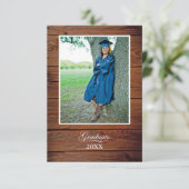 Rustic Graduation Party Invitation with photo Kaart (Staand voorkant)