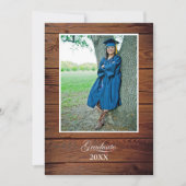Rustic Graduation Party Invitation with photo Kaart (Voorkant)