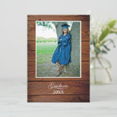 Rustic Graduation Party Invitation with photo Kaart (Staand voorkant)