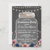 Rustic Graduation Party Jar Chalk Flowers nodigt u Kaart (Voorkant)