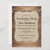 Rustic Graduation Party Mannen Women's Wood Invite Kaart (Voorkant)